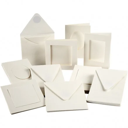 Passepartoutkort, stl. 12,5x12,5 cm, stl. 10,5x15 cm, off-white, 50 set Begränsad tid