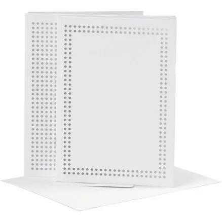 Fri frakt Kort till broderi, kortstl. 10,5x15 cm, kuvertstl. 11,5x16,5 cm, vit, 6 set/ 1 förp.