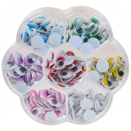 Expressleverans Infinity Hearts Låda med Rörliga ögon för limning Ass. färger 10mm – 200 st.