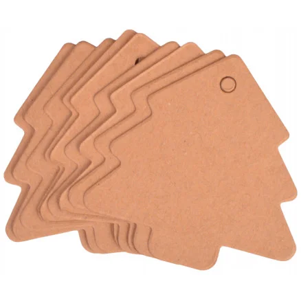 risnedsättning Infinity Hearts Till och Frånkort Juletræ Karton Brun 5,5x5,5cm – 10 stk