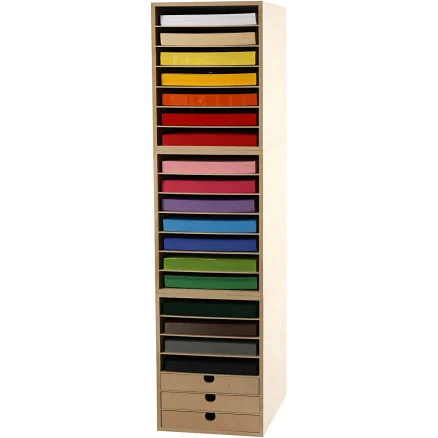 Kartong inkl. reol, H: 100 cm, A4, ark 210x297 mm, 180 g, mixade färger, 1 set Sista chansen