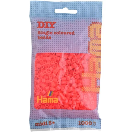Rabatter Hama Midi Pärlor 207-35 Neon Röd – 1000 st