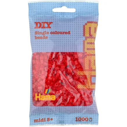 Begränsad tid Hama Midi Pärlor 207-13 Transparent Röd – 1000 st