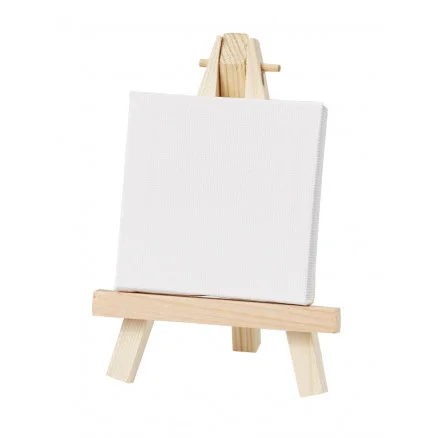 Mini Staffli Trä med Vit Canvas 12,5x9cm Extra rabatt