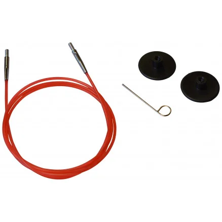 Billig KnitPro Wire / Kabel till Ändstickor 76cm (Blir 100cm inkl. stickor) Röd