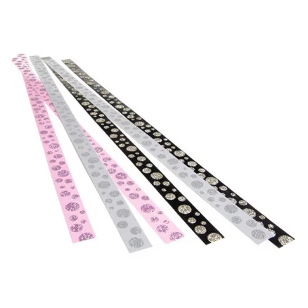 Rabatter Remsor Självhäftande Silver, Svart & Rosa Ass. motiv 420x15mm – 6 st.