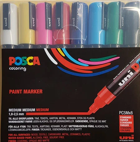 Köp nu Uni Posca Markers PC5M 8 ST Paint Marker Ass. Färger 1,8 – 2,5 mm – 401622