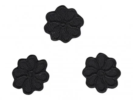 Strykmärke Svart Blomma 2 cm – 3 st Endast idag