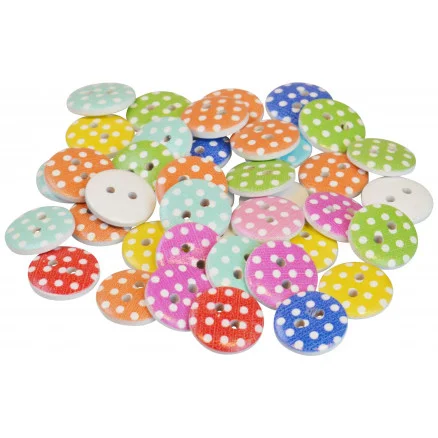 Begränsad tid Infinity Hearts Knappar Trä med Prickar Ass. färger 15mm – 50 st