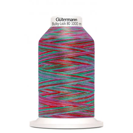 Gütermann Bulky-Lock 80 Multi Röd/Grön/Lila Sytråd Polyester 9893 – 1000m Säker betalning