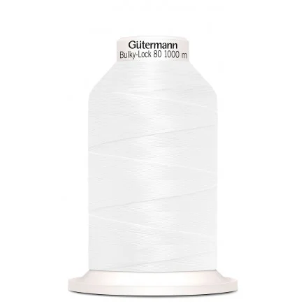 Gütermann Bulky-Lock 80 Sytråd Polyester 800 Vit – 1000m Expressleverans
