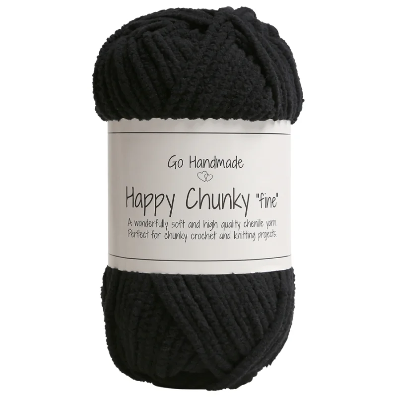 Begränsat antal Happy Chunky Fine 50g 65m Svart 17850 Go Handmade