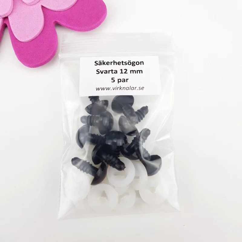 Lägg i varukorgen Säkerhetsögon Svarta 12 mm 5 par