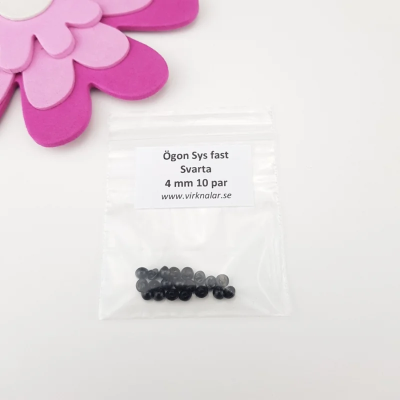 Begränsad tid Ögon Sys fast Svarta 4 mm 10 par