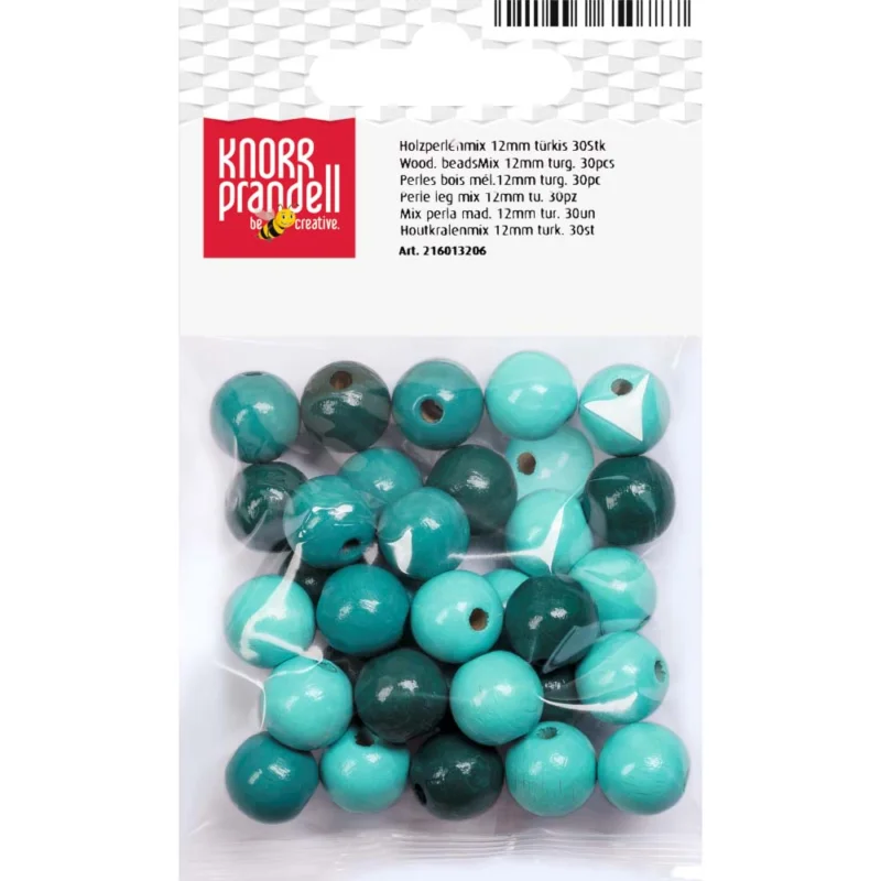 risnedsättning Träpärlor 12 mm Knorr Prandell Turkosmix