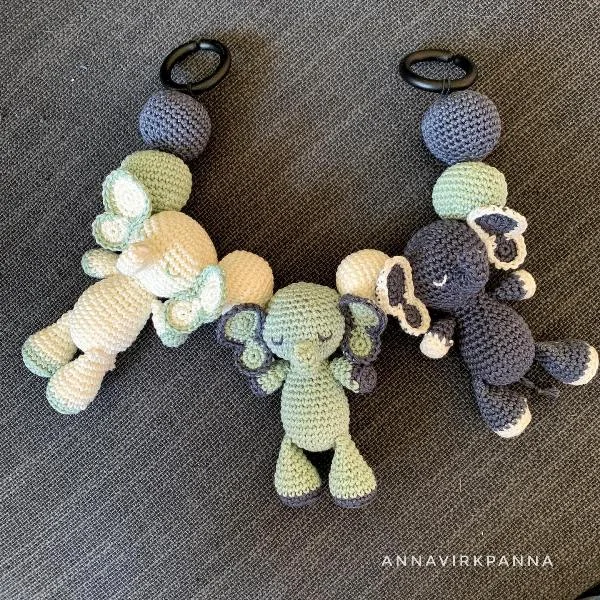 Rabatter Materialkit Virka Barnvagnsmobil Elefant Annavirkpanna Silvergrön