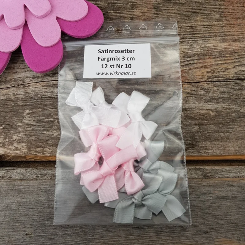 Satinrosetter Färgmix 3 cm Storpack 12 st Nr 10 Utförsäljning