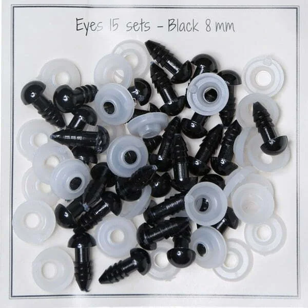 Köp online Säkerhetsögon Svarta 8 mm 15 par 17298 Go Handmade
