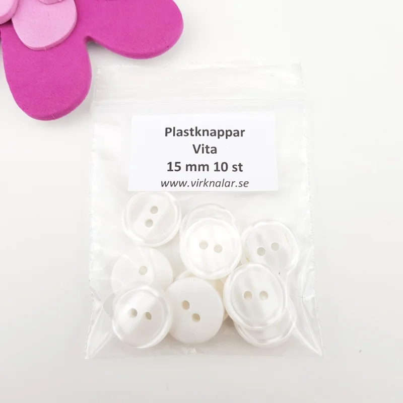 Kampanj Knappar plastknappar Vita 15 mm 10 st