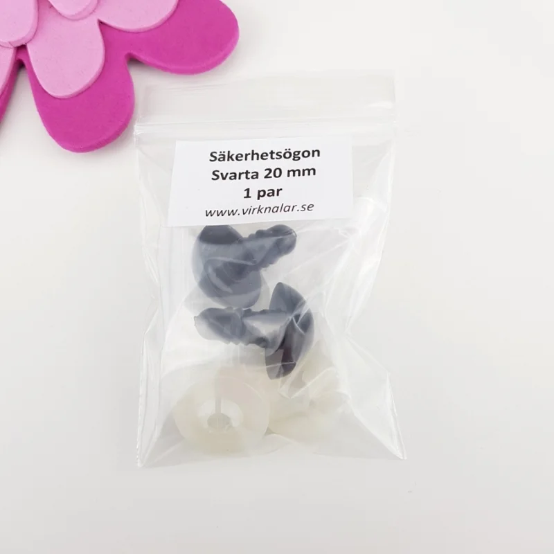 Populärt val Säkerhetsögon Svarta 20 mm1 par