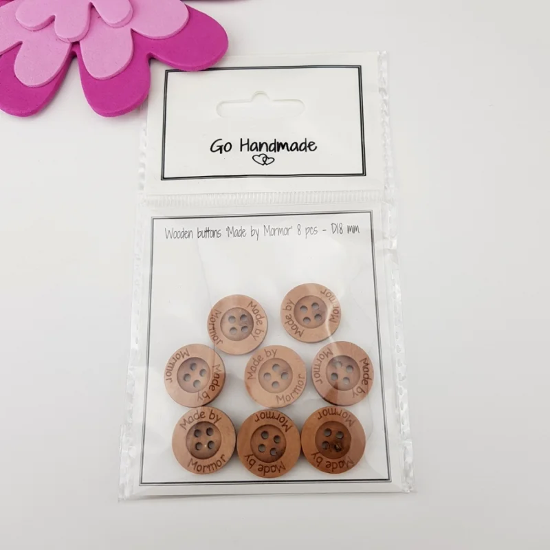 Träknappar Made by Mormor 18 mm 8 st 22732 Go Handmade – Obs Mörka Fri frakt