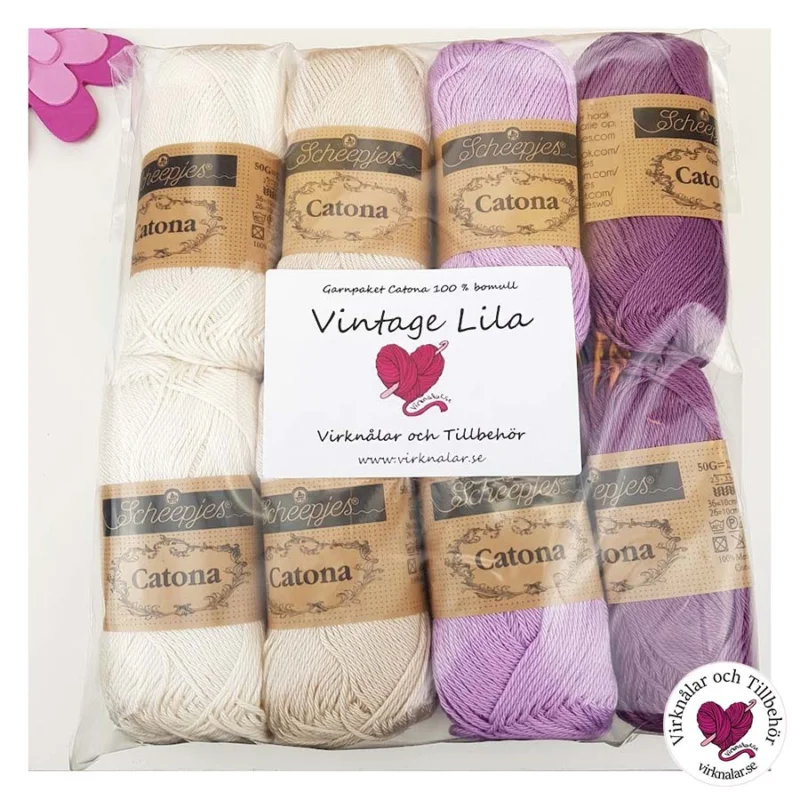 Billig Garnpaket Catona ScheepjesVintage Lila 8 p