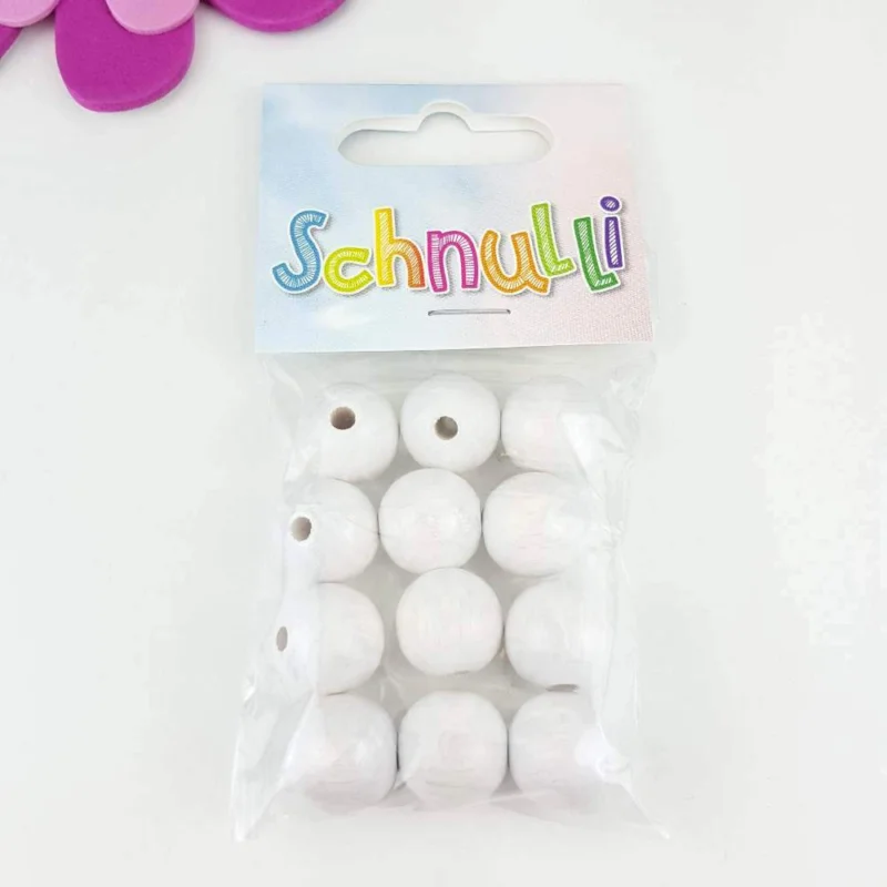 Kampanjpris Träpärlor 15 mm Schnulli Vita