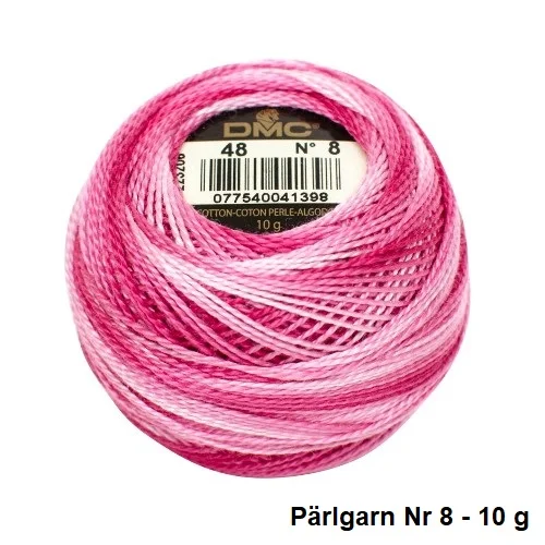 Virkgarn Dmc Cotton Perle Nr 8 Pärlgarn 10 g Rosamelerad 48 Premium