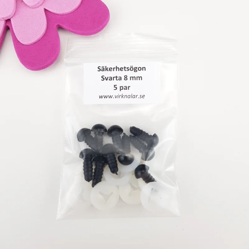 Rabatter Säkerhetsögon Svarta 8 mm 5 par