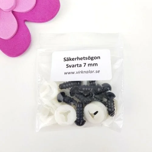 Billig Säkerhetsögon Svarta 7 mm 5 par
