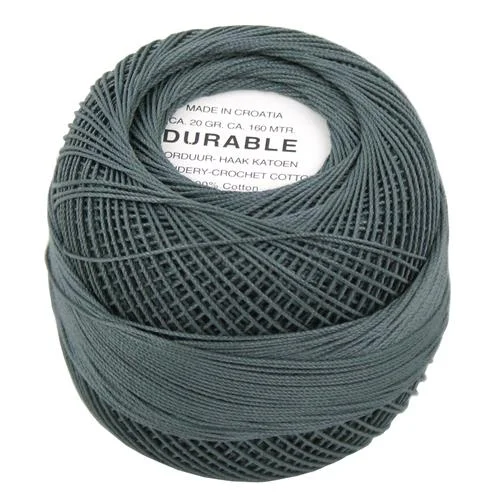 Snabb leverans Virkgarn Durable 20 g Nr 1042 Mörkgrå