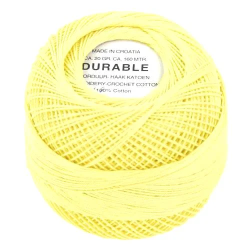 I lager Virkgarn Durable 20 g Nr 1109 Ljus Citrongul