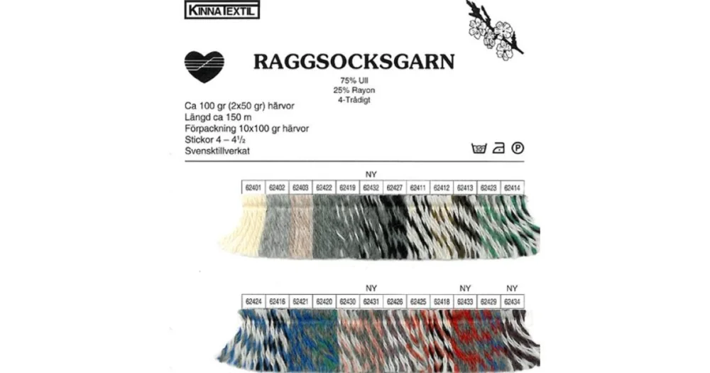 Raggsocksgarn 62420 grön/blå/grå Rabatt