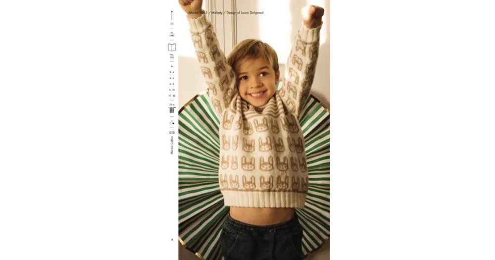 Rabatter 1885 Barntröja med kaniner (2-12 år) i Merino cotton