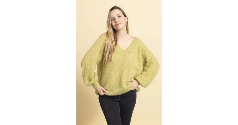 2337 V-ringad tröja i Silk Kid Mohair Endast idag