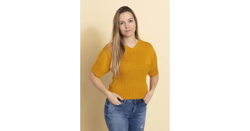 2346 T-shirt med mösterbård i Cotton 100 Fri frakt