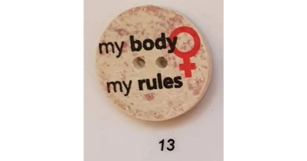 Populärt val Knapp 013 My body my rules 25 mm