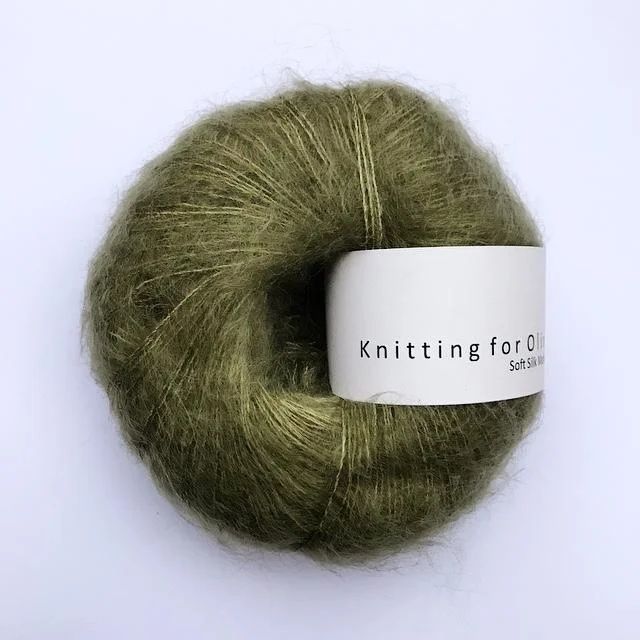 Fri frakt Dusty Olive / Støvet Oliven- Soft Silk Mohair