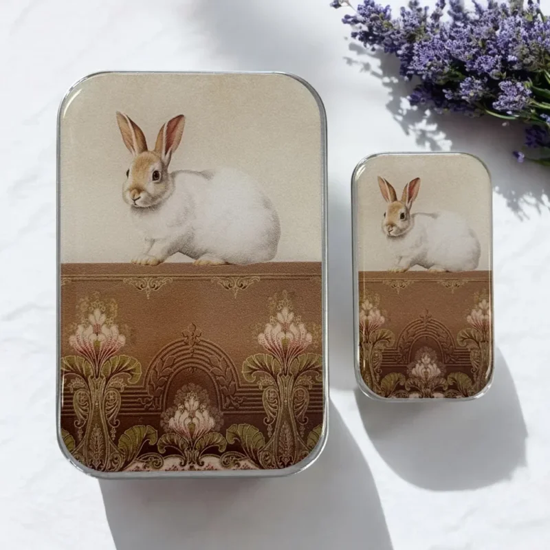 Rea Sweet White Bunny Notions Tin-Den lilla Asken