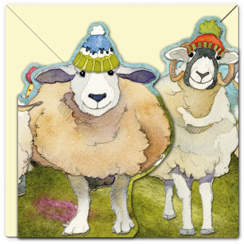 risnedsättning Happy Sheep - Two fold card / Dubbelvikt kort med kuvert - Emma Ball
