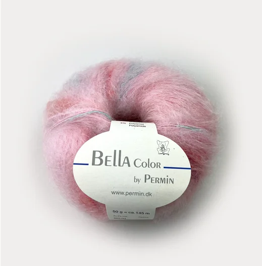 Nyhet Bella Color flerfärgad mohair Ljusrosa 883184