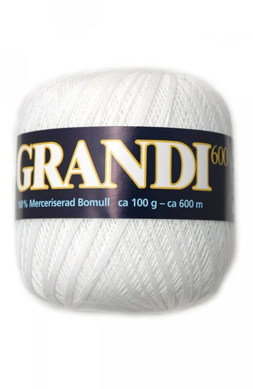 Grandi, virkgarn , vit 100 grca 600 m risnedsättning
