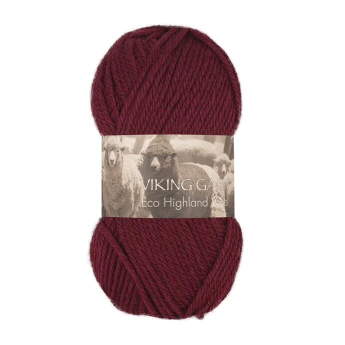 Snabb leverans Highland ECO 100% Ull 50gr/110m Vinröd 258