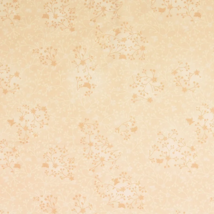 Bomullspoplin - Beige, ljus med blomrankor Billigare