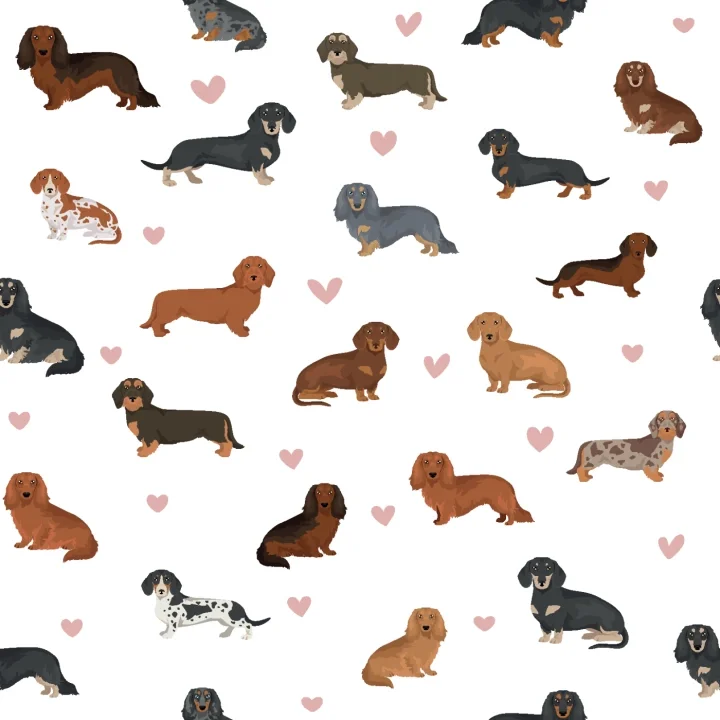 risnedsättning Love dachshund vit hjärtan