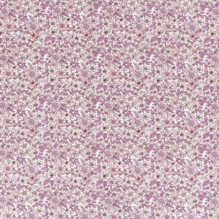 Snabb frakt Bomullspoplin - Vit med rosa blommor