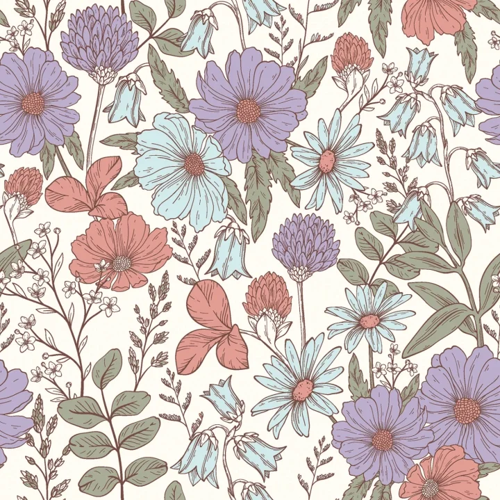 Sänkt pris Bomullspoplin - Offwhite med stora blommor