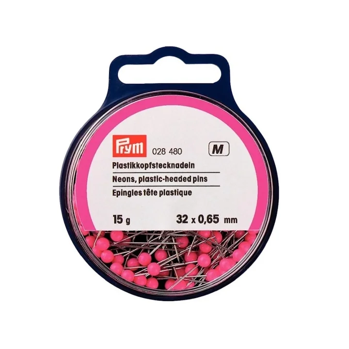 Köp online Knappnål med plasthuvud, 0,65 x 32 mm, neonrosa