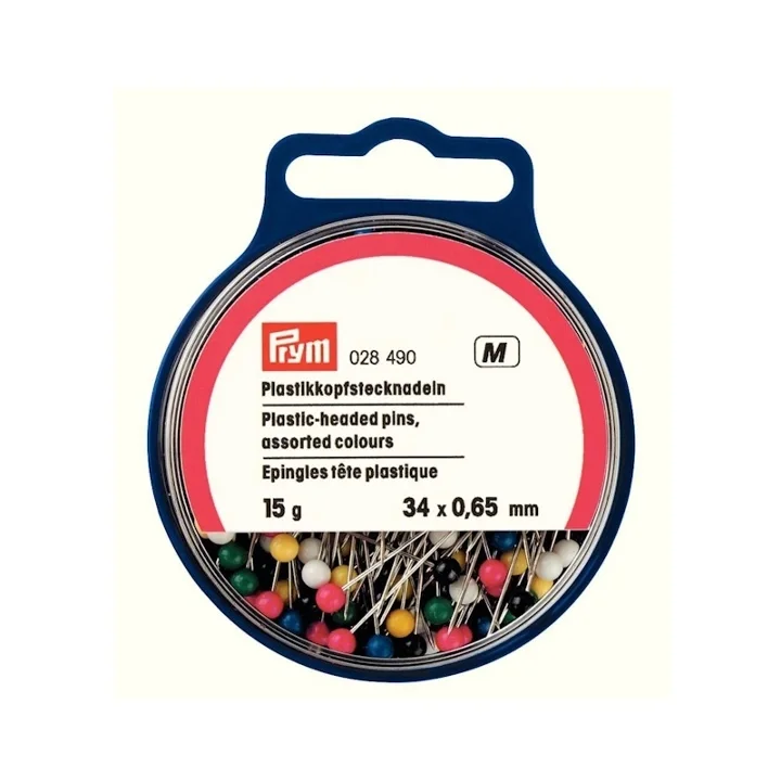 Knappnål med plasthuvud, 0,65 x 32 mm, blandade färger Premium