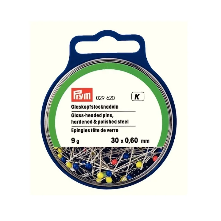 I lager Knappnålar med glashuvud, 0,60 x 30 mm